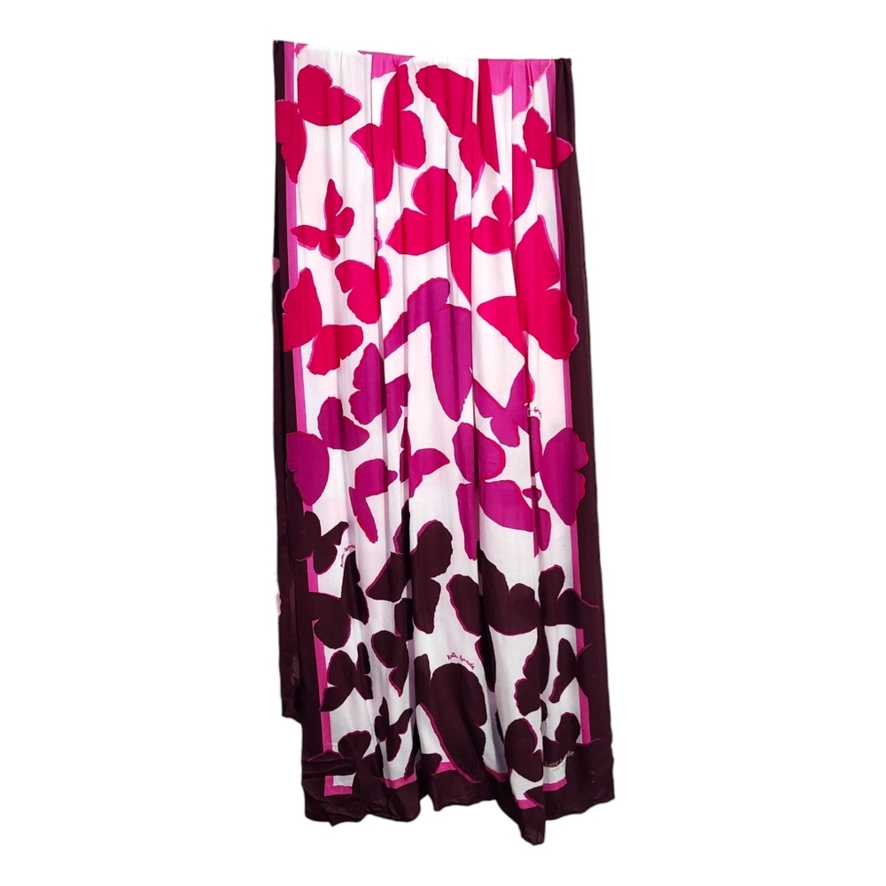 KATE SPADE Festive Butterfly Oblong Scarf in French Cream Pink Purple